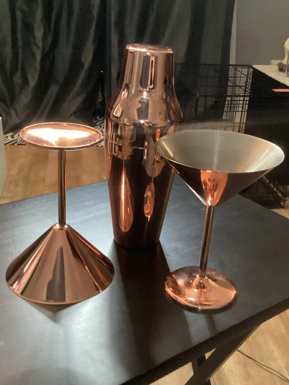 Copper Martini Glasses & Cocktail Shaker Set - Metallic Copper